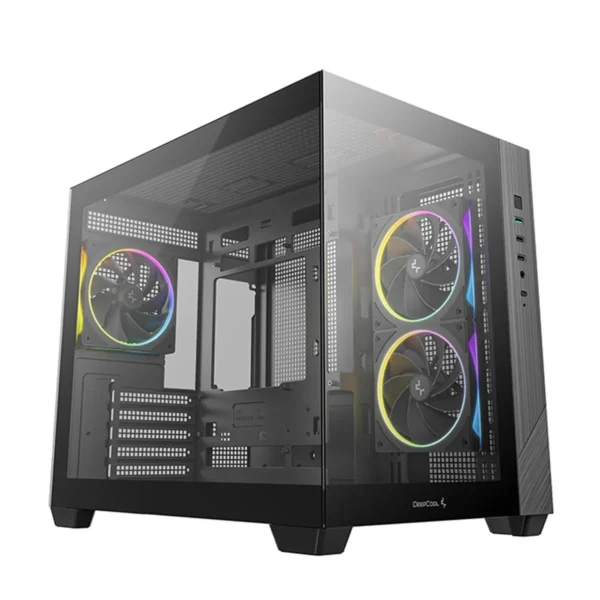 Deepcool CG330 3F Panoramic Dual-Chamber Micro-ATX PC Case Black - R-CG330-BKNGM3-G