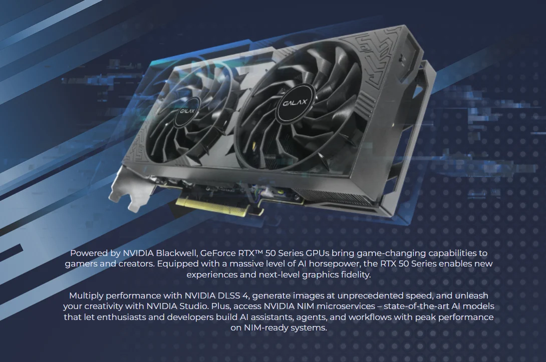 GALAX GeForce RTX 5060 Ti 1-Click OC Classic 8GB GDDR7 128-bit PCIe 5.0 SFF-Ready - 56ISN8MDABCC