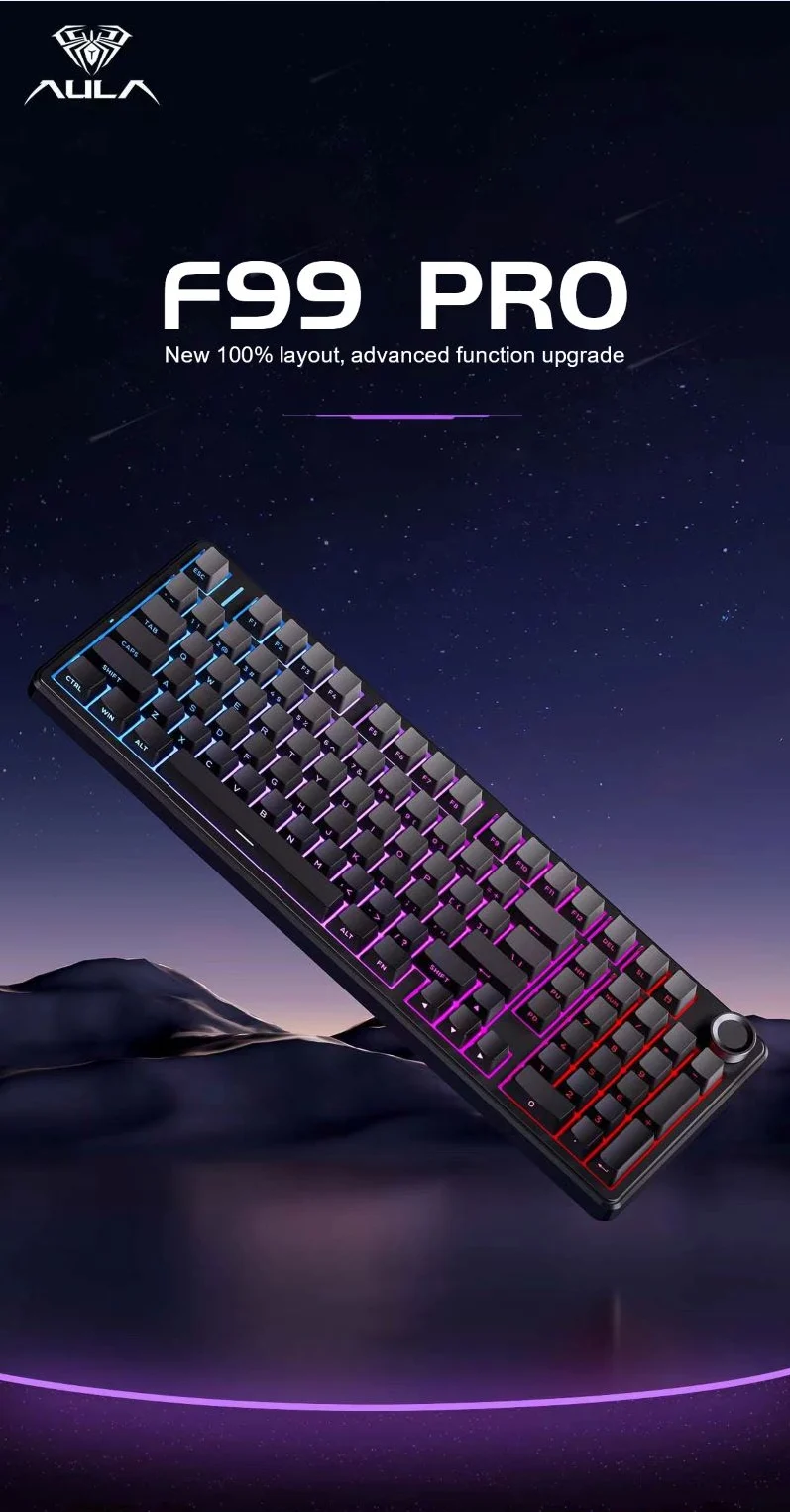 AULA F99 PRO 100% Tri-Mode Wireless Gasket RGB Mechanical Keyboard 108-Key 8000mAh | 3 Colors