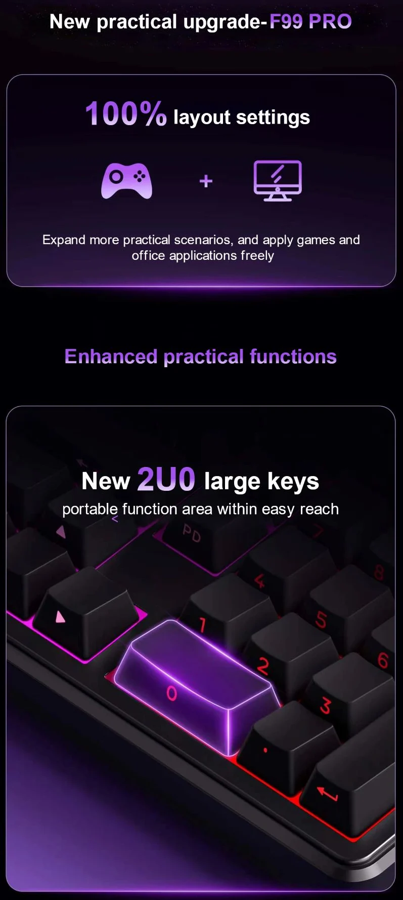 AULA F99 PRO 100% Tri-Mode Wireless Gasket RGB Mechanical Keyboard 108-Key 8000mAh | 3 Colors