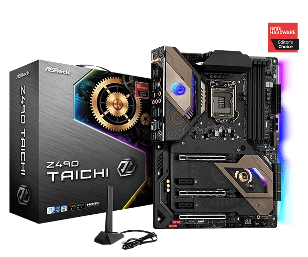 ASRock Z490 Taichi Intel LGA1200 ATX Motherboard WiFi 6 2.5G LAN PCIe 4.0 Ready DDR4 - ASROCK Z490 TAICHI