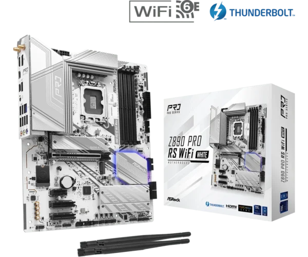ASROCK Z890 PRO RS WIFI WHITE LGA1851 Intel Z890 ATX Motherboard DDR5 Thunderbolt 4 Wi-Fi 6E - ASROCK Z890 PRO RS WIFI WHITE