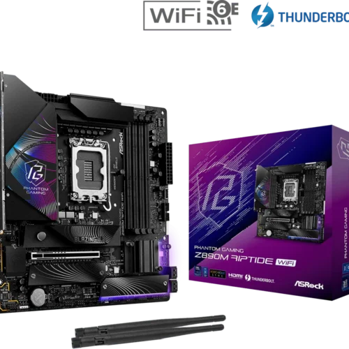 ASRock Z890M RIPTIDE WIFI - Intel Z890 Chipset - LGA1851 - Micro ATX - DDR5 9466+ (OC) - Wi-Fi 6E - Thunderbolt 4 - ASROCK Z890M RIPTIDE WIFI