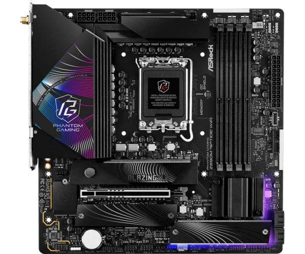ASRock Z890M RIPTIDE WIFI - Intel Z890 Chipset - LGA1851 - Micro ATX - DDR5 9466+ (OC) - Wi-Fi 6E - Thunderbolt 4 - ASROCK Z890M RIPTIDE WIFI