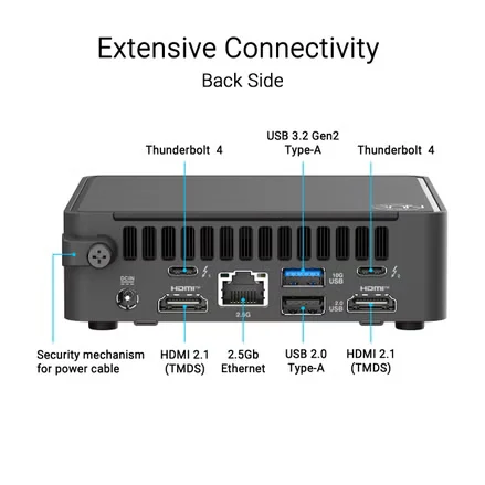 ASUS NUC 15 Pro Slim Mini PC Intel Core Ultra 7 240H Barebone Wi-Fi 7 - RNUC15CRKC700000I