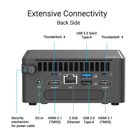 ASUS NUC 15 Pro Slim Mini PC Intel Core Ultra 7 240H Barebone Wi-Fi 7 - RNUC15CRKC700000I
