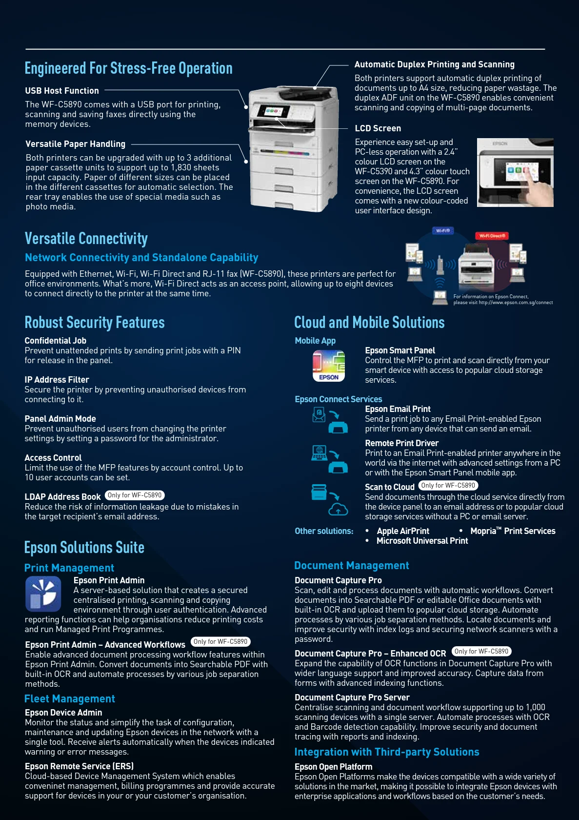 Epson WorkForce Pro WF-C5890 A4 Colour Multifunction Inkjet Printer 25ppm - C11CK23502