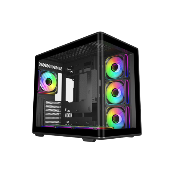 Cooler Master Elite 600 Black Mid Tower ATX Case - 7 ARGB Fans Included - Panoramic Tempered Glass - USB-C - E600-KGNN-S02