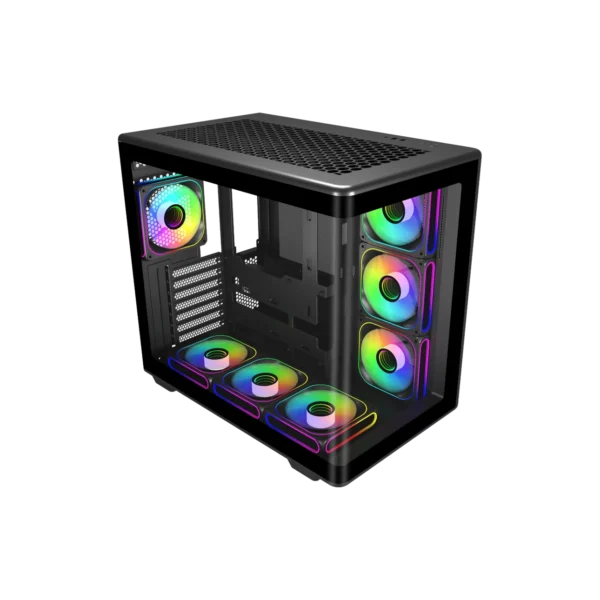 Cooler Master Elite 600 Black Mid Tower ATX Case - 7 ARGB Fans Included - Panoramic Tempered Glass - USB-C - E600-KGNN-S02
