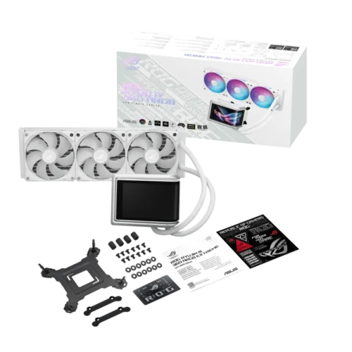 Asus ROG Ryuo IV 360 ARGB White Edition 360mm AIO Liquid CPU Cooler 6.67" Curved AMOLED Asetek Gen8 V2 - ROG RYUO IV 360 ARGB WHT