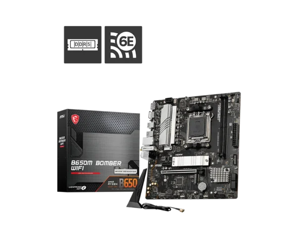 MSI B650M BOMBER WIFI - AM5 mATX DDR5 Wi-Fi 6E 2.5G LAN Motherboard - B650M BOMBER WIFI