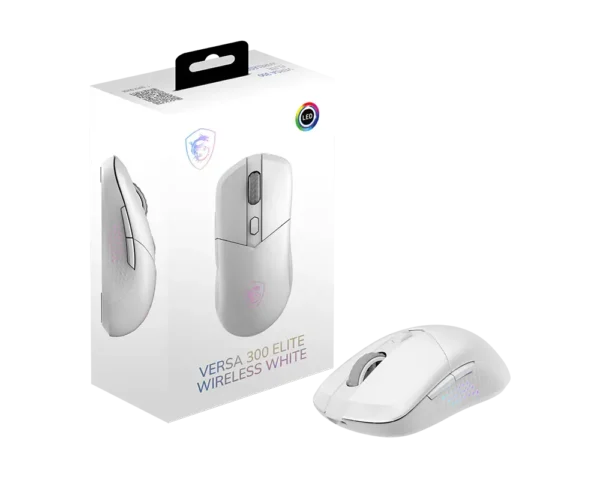 MSI VERSA 300 ELITE WIRELESS WHITE 65g 26000 DPI Tri-Mode Gaming Mouse - VERSA 300 ELITE W WHITE
