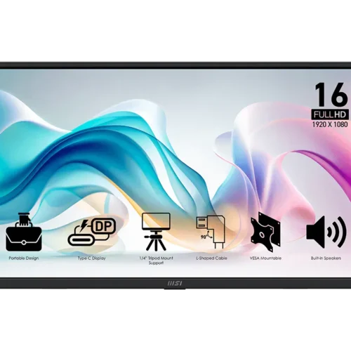 MSI PRO MP165 E6 15.6-inch FHD IPS Portable Monitor 60Hz 4ms GtG Type-C HDMI VESA Tripod Mount - PRO MP165 E6