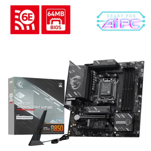 MSI B850M GAMING PRO WIFI6E - AM5 mATX DDR5 PCIe 5.0 M.2 Wi-Fi 6E Motherboard - B850M GAMING PRO WIFI6E