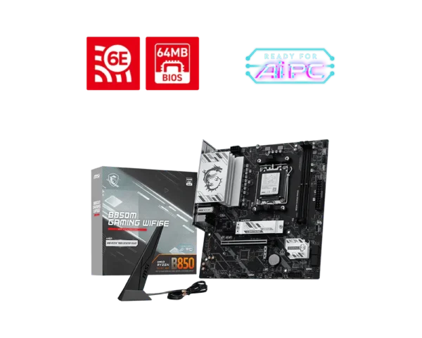 MSI B850M GAMING WIFI6E - AM5 Micro-ATX Motherboard DDR5 PCIe 5.0 M.2 Wi-Fi 6E - B850M GAMING WIFI6E