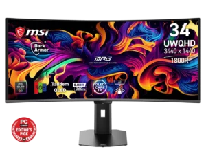 MSI MPG 341CQR 34-inch UWQHD 1800R Curved 5th-Gen Tandem QD-OLED 360Hz 0.03ms Gaming Monitor - MPG 341CQR QD OLED X36