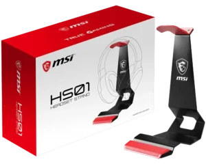 MSI HS01 Metallic Universal Gaming Headset Stand with Cell Phone Holder - HSO1 Headset Stand