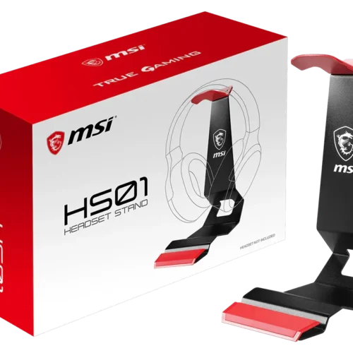 MSI HS01 Metallic Universal Gaming Headset Stand with Cell Phone Holder - HSO1 Headset Stand