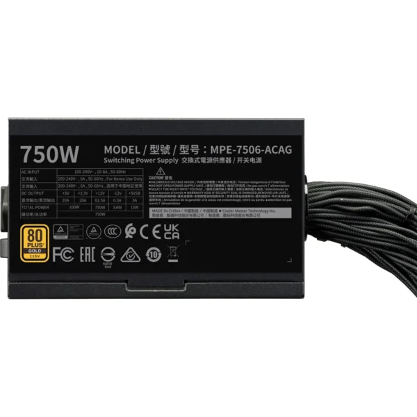 Cooler Master MWE Gold 750 V3 750W 80 Plus Gold ATX 3.1 Fully Modular Power Supply - MPE-7506-ACAG-BUS