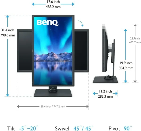 BenQ PhotoVue 32 inch 4K UHD IPS AdobeRGB USB-C Photographer Monitor - SW321C