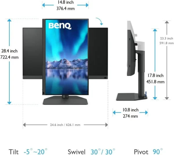 BenQ PhotoVue SW272U 27 inch 4K UHD IPS Photographer Monitor 90W USB-C HDR - SW272U