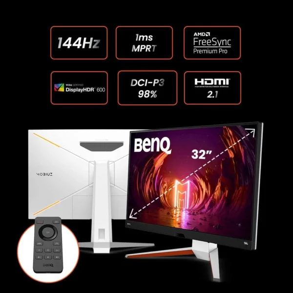 BenQ 32 inch 4K UHD IPS 144Hz 1ms HDMI 2.1 MOBIUZ Gaming Monitor - EX3210U