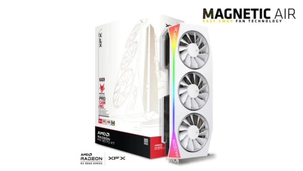 XFX Mercury AMD Radeon RX 9070 XT OC 16GB GDDR6 256-Bit PCIe 5.0 Graphics Card (White Magnetic Air) RX-97TMARGW9