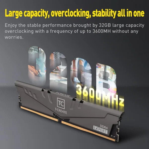 TEAMGROUP T-CREATE Expert 64GB (2x32GB) DDR4 3600MHz CL18 Titanium Desktop Memory - TTCED464G3600HC18JDC01