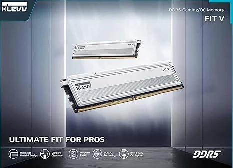 Klevv Fit V White 32GB 2x16GB DDR5 6000MHz CL30 SK Hynix A-Die Gaming Desktop RAM - KD5AGU880-60A300F