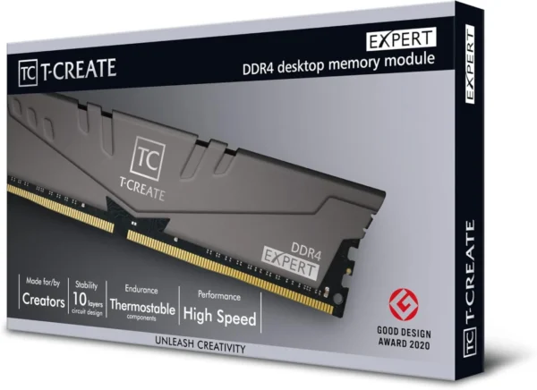 TEAMGROUP T-CREATE Expert 64GB (2x32GB) DDR4 3600MHz CL18 Titanium Desktop Memory - TTCED464G3600HC18JDC01
