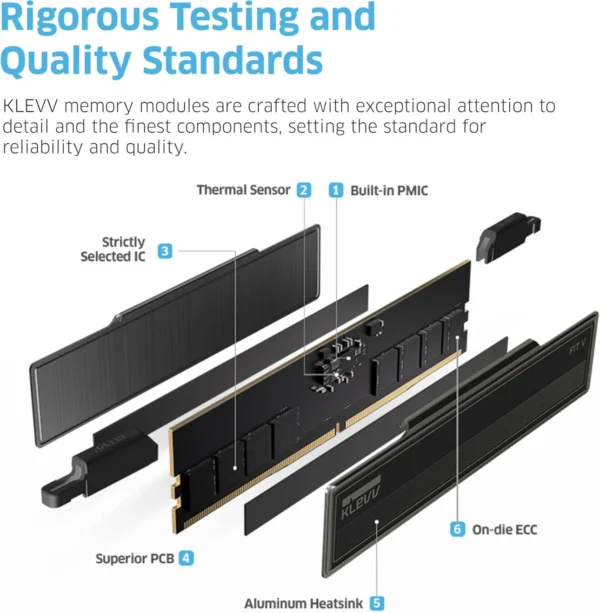 KLEVV Fit V Black 32GB 2x16GB DDR5 6000MHz CL30 AMD Optimized - KD5AGU880-60A300L