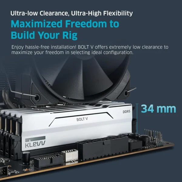 KLEVV Bolt V White 32GB 2x16GB DDR5 6000MHz CL30 Gaming Desktop RAM - KD5AGUA80-60A300I