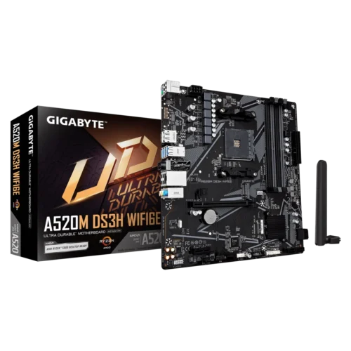 GIGABYTE A520M DS3H WIFI6E Micro-ATX AM4 AMD A520 DDR4 NVMe Wi-Fi 6E Motherboard - GA-A520M-DS3H-WF6E