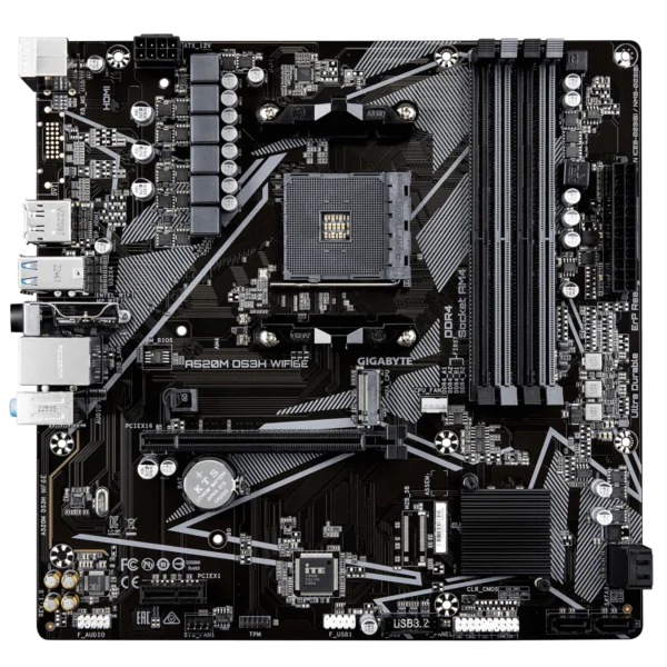GIGABYTE A520M DS3H WIFI6E Micro-ATX AM4 AMD A520 DDR4 NVMe Wi-Fi 6E Motherboard - GA-A520M-DS3H-WF6E