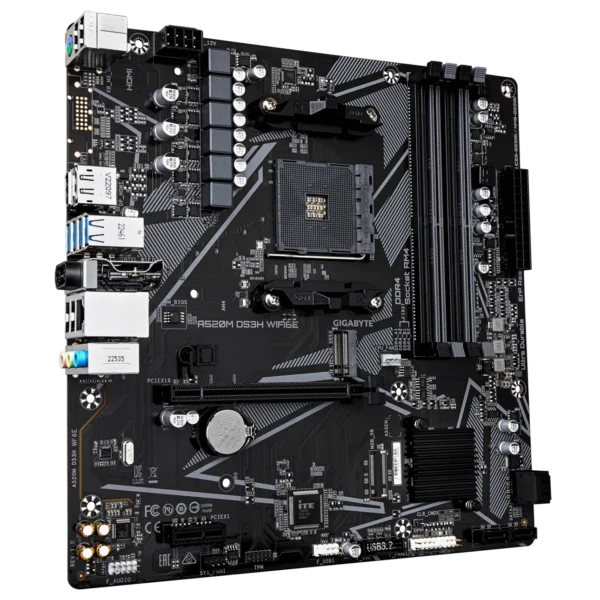 GIGABYTE A520M DS3H WIFI6E Micro-ATX AM4 AMD A520 DDR4 NVMe Wi-Fi 6E Motherboard - GA-A520M-DS3H-WF6E
