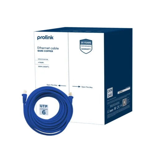 Prolink CAT6 24AWG Pure Copper UTP Blue 250MHz LAN Cable - CAT6 BC-24M