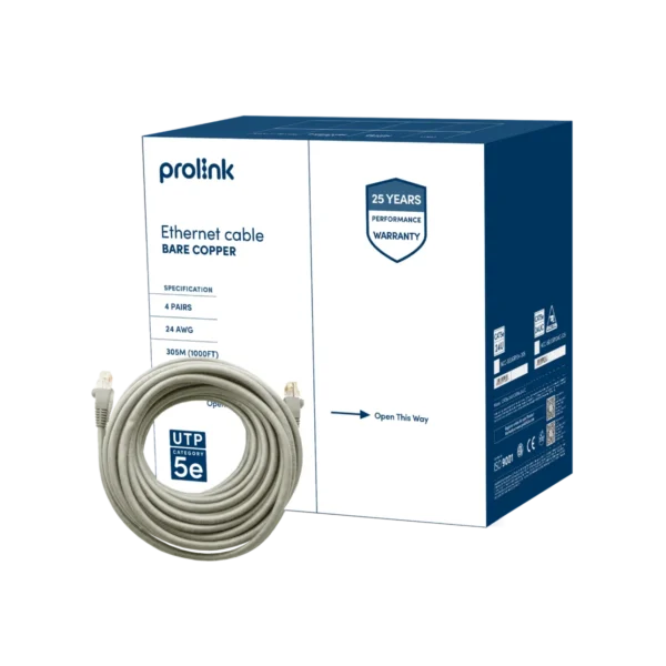 Prolink Cat 5e UTP Bare Solid Copper 24AWG Network Cable - CAT5e 24UC