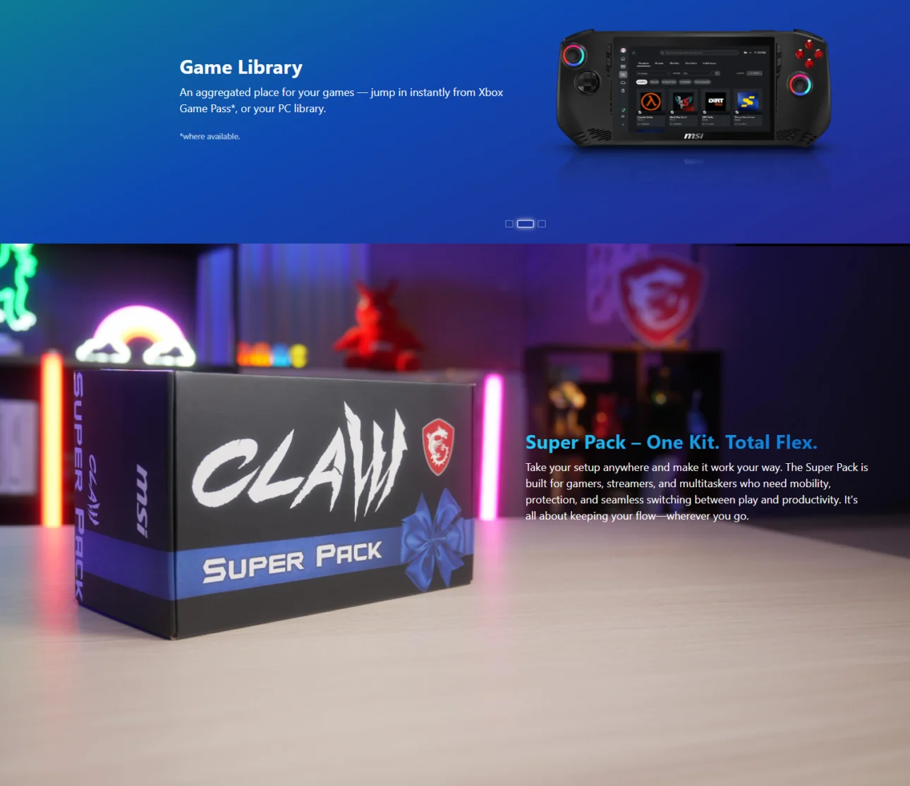 MSI Claw 8 AI+ A2VM 8" FHD+ 120Hz VRR Intel Core Ultra 7 32GB LPDDR5x Windows 11 Gaming Handheld - CLAW 8 AI+ A2VM-019PH
