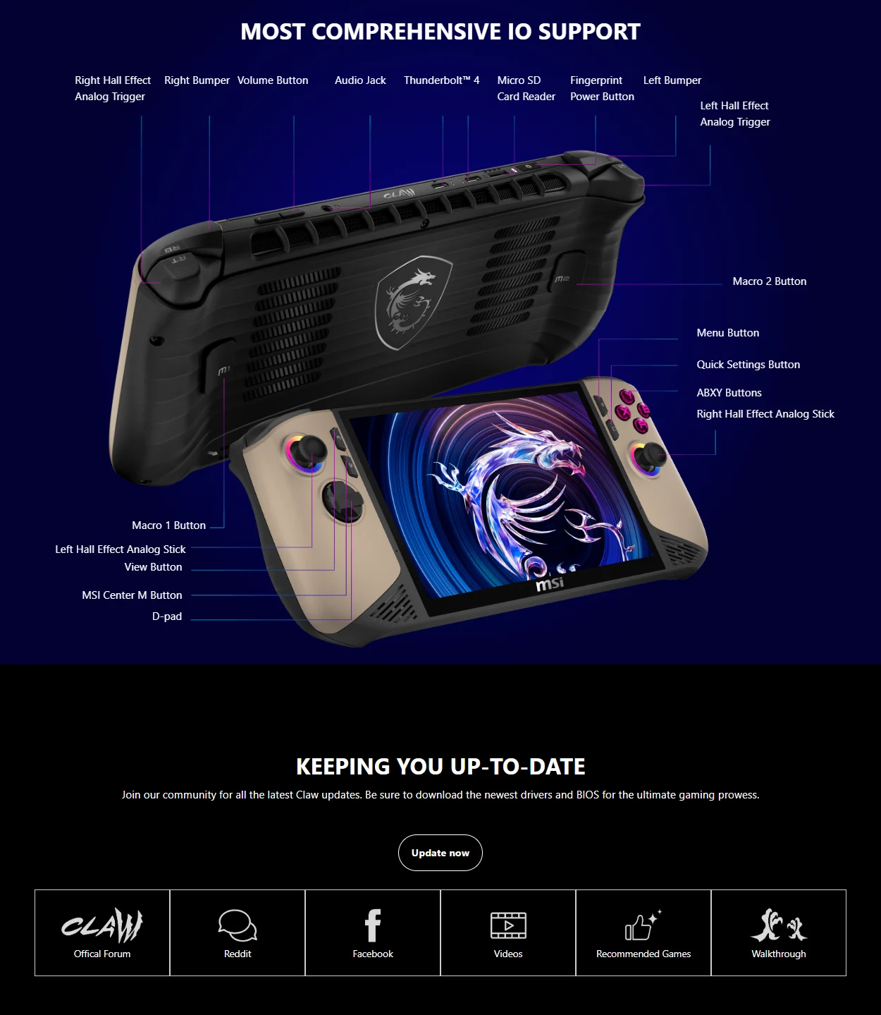 MSI Claw 8 AI+ A2VM 8" FHD+ 120Hz VRR Intel Core Ultra 7 32GB LPDDR5x Windows 11 Gaming Handheld - CLAW 8 AI+ A2VM-019PH