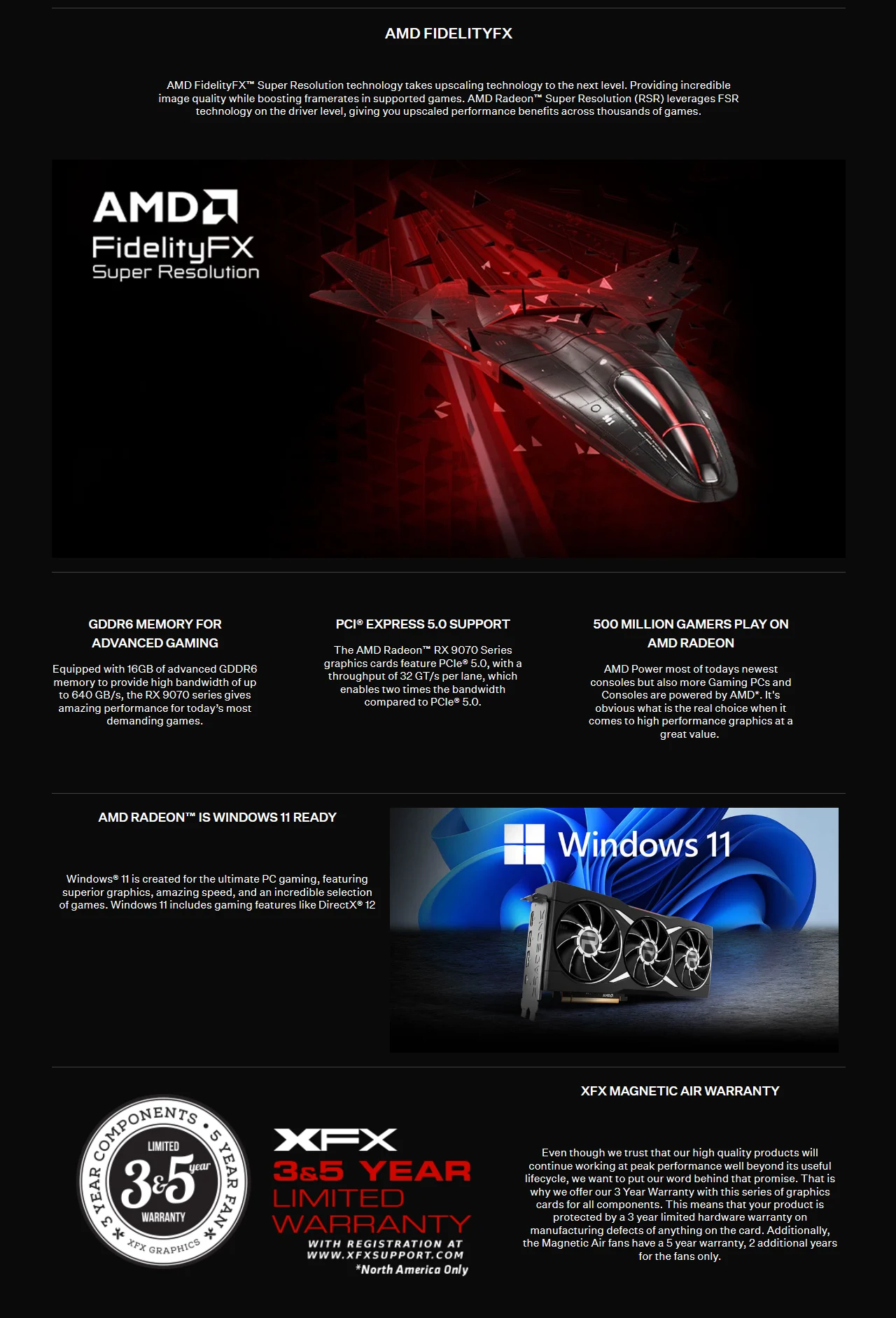 XFX Mercury AMD Radeon RX 9070 XT OC 16GB GDDR6 256-Bit PCIe 5.0 Graphics Card (White Magnetic Air) RX-97TMARGW9