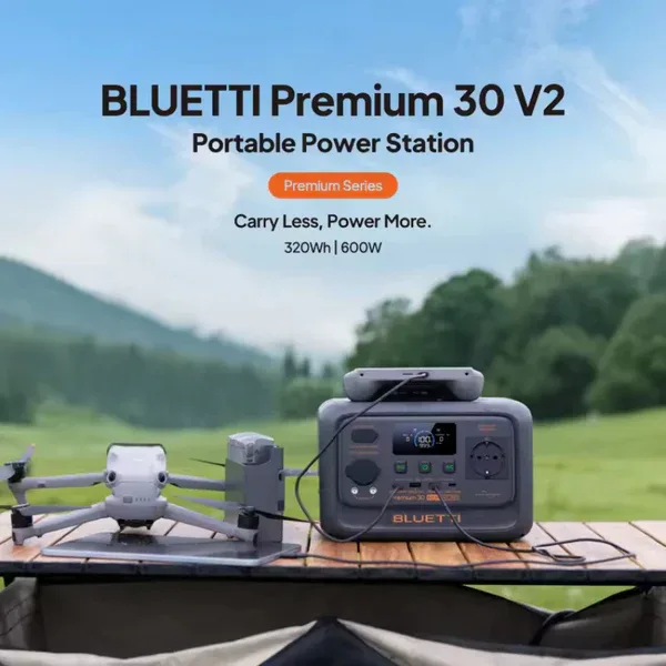 BLUETTI Premium 30 V2 320Wh 600W LiFePO4 Portable Power Station - P-PR30V2-PH-GY-20