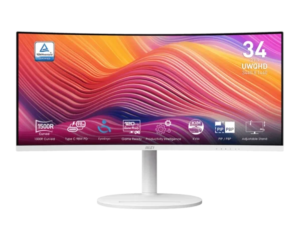 MSI Modern 34-inch UWQHD 120Hz 1500R Curved Monitor 98W PD KVM - MODERN MD342CQPW