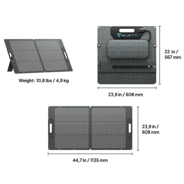 BLUETTI PV100 100W Monocrystalline Foldable Portable Solar Panel with MC4 Connector - P-PV100-UG-BK-MD-010
