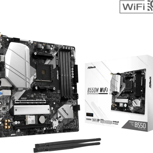 ASRock B550M WIFI Motherboard - AMD B550, DDR4, PCIe 4.0, WiFi 6E, Micro-ATX - ASROCK B550M WIFI