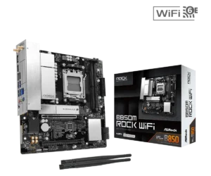 ASROCK B850M Rock WiFi - AMD AM5, DDR5 8200+, PCIe 5.0, WiFi 6E Micro-ATX Motherboard - ASROCK B850M ROCK WIFI