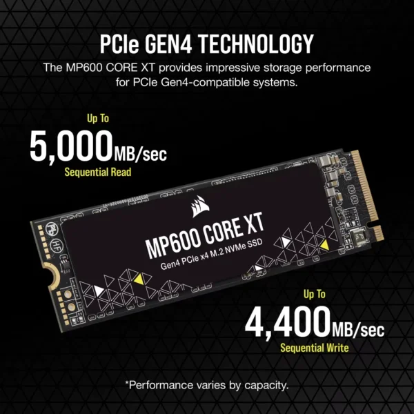 CORSAIR MP600 CORE XT 2TB PCIe Gen4 x4 NVMe M.2 2280 SSD - CSSD-F2000GBMP600CXTR2