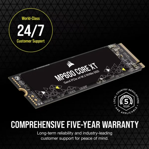 CORSAIR MP600 CORE XT 2TB PCIe Gen4 x4 NVMe M.2 2280 SSD - CSSD-F2000GBMP600CXTR2