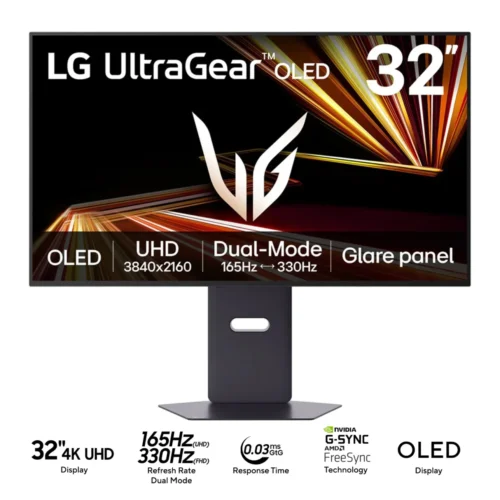 LG 32" UltraGear 4K UHD 165Hz OLED Gaming Monitor Dual-Mode 330Hz - 32GX850A-B