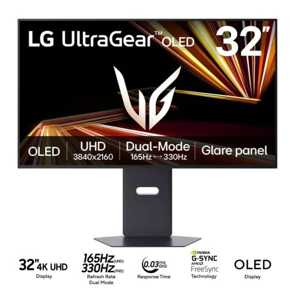 LG 32" UltraGear 4K UHD 165Hz OLED Gaming Monitor Dual-Mode 330Hz - 32GX850A-B