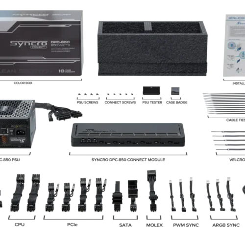 Seasonic Syncro Q704 + DPC-850 850W 80 PLUS Platinum Fully Modular PC Case & Power Supply Bundle - SSR850FB